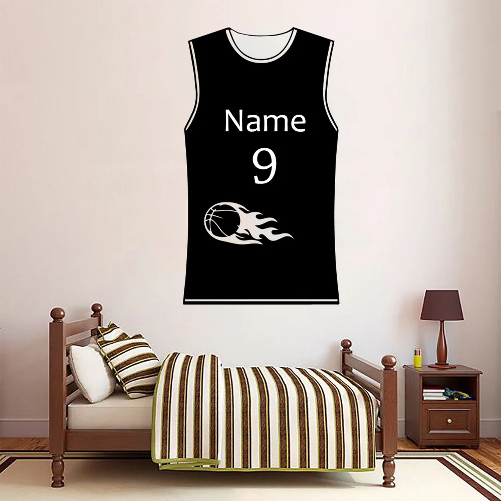 1 pc new basketball fun or football lover Custom Name and number Sticker Waterproof Vinyl Wallpaper For Kids Rooms Home
