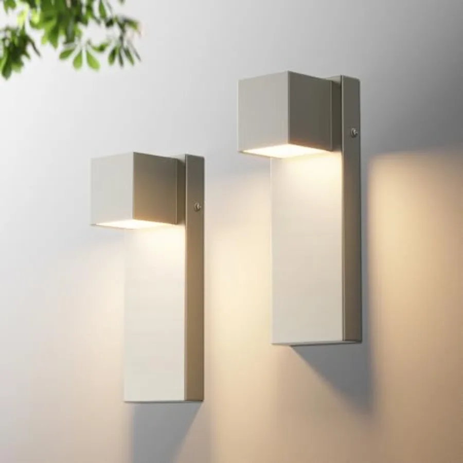 

Комплект из 2-х современных уличных светодиодных настенных светильников 13 дюймов, 16 Вт, 3000K, 1200 люмен, для крыльца и патио, с проводным подключением, настенные бра, IP65, водонепроницаемые