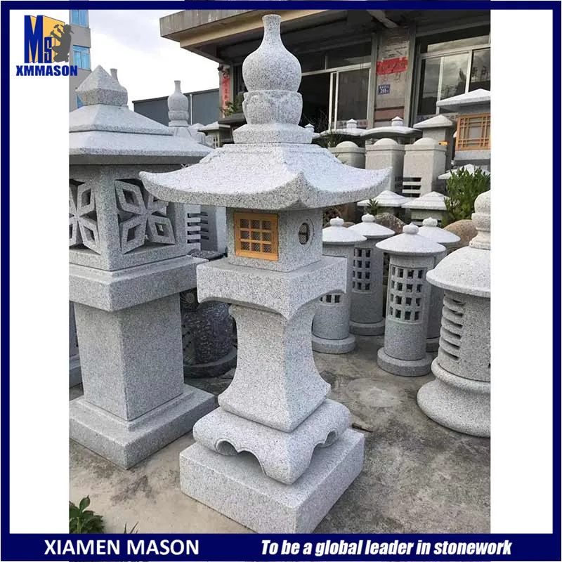 Classic China Gray Granite Pagoda Shape Garden Lamp Park Stone Lantern