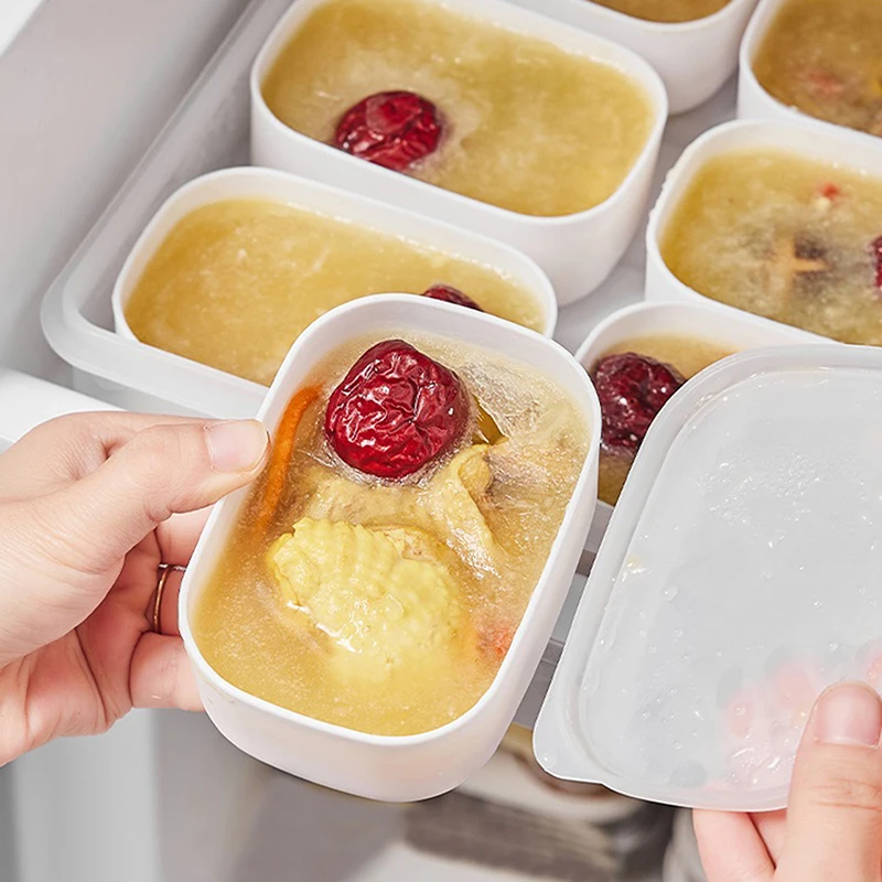 4/8PCS Refrigerator Dust-proof With Lid Sealed Fresh-keeping Box Microwave Oven Heatable Storage Bento Box Kitchen Organizer