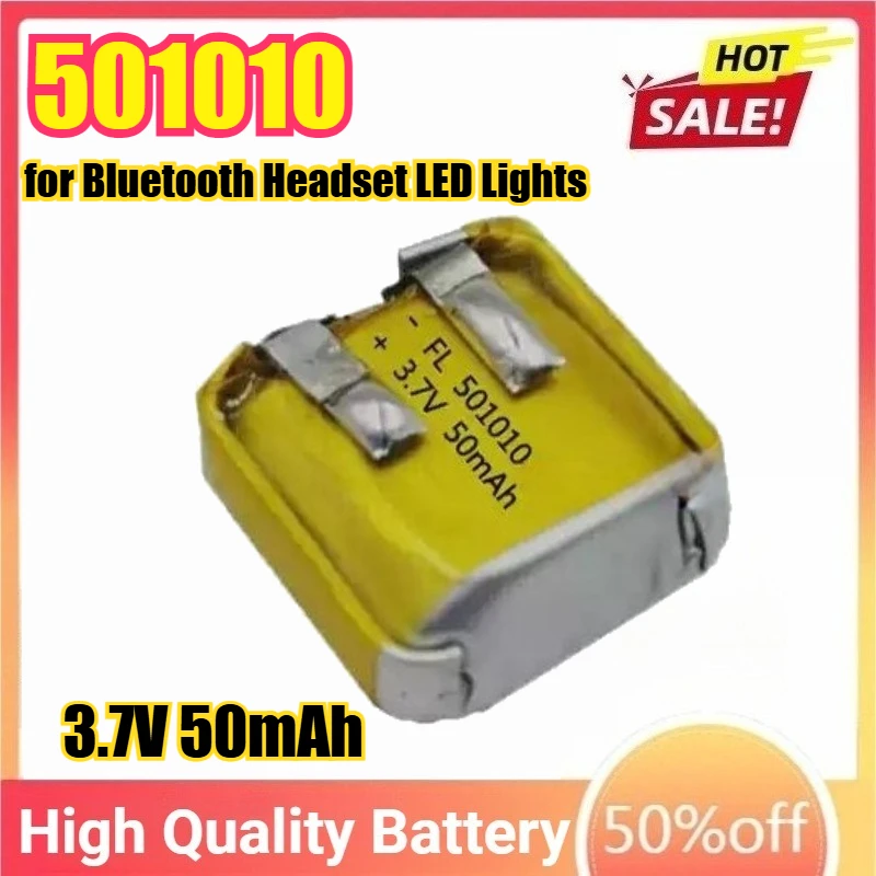 

3.7V 50mAh 501010 Lipo Lithium Rechargeable Batteries for Bluetooth Headset LED Lights Beauty Equipment Bluetooth Keyboards