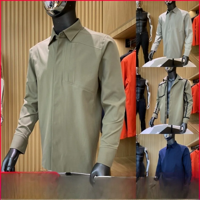 

Мужская высококачественная куртка-рубашка с длинным рукавом для активного отдыха, повседневная, из полиэстера, приталенного кроя, для осени и весны, тренд сезона