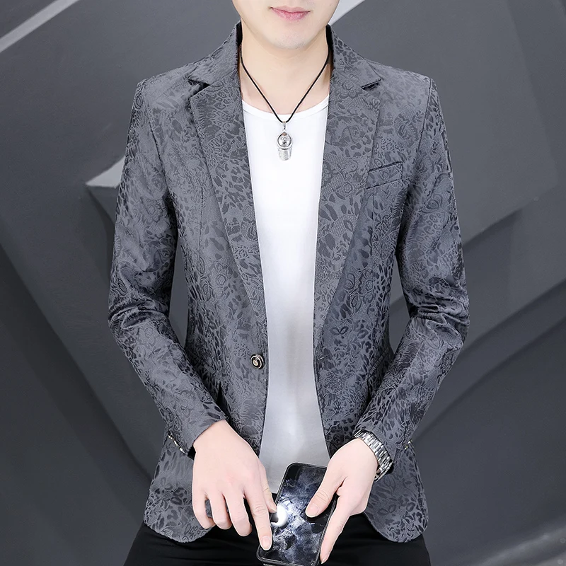 Brand Hot Stamping Casual Business Suit Jacket Men Retro Slim Fit Casual Suit Jackets Social Banquet Office Uniform Blazers 2026