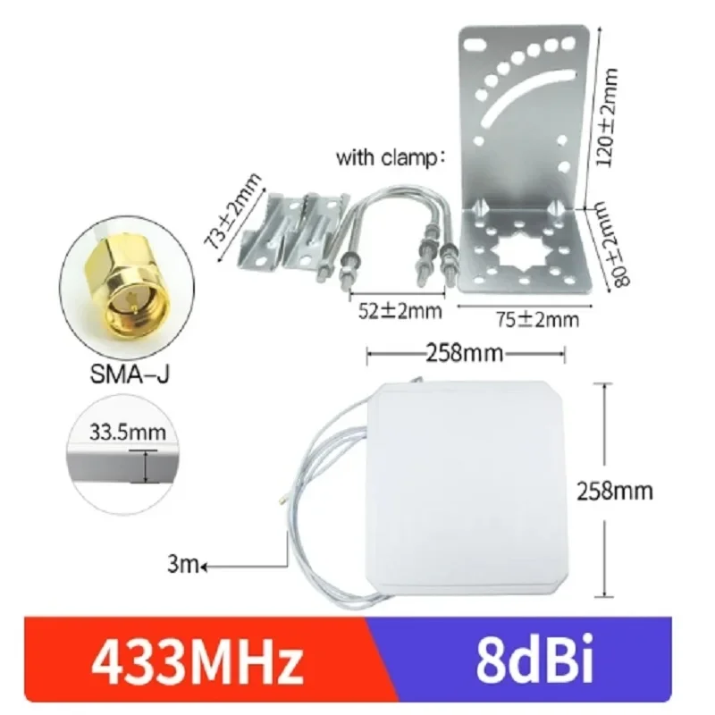 

ZJ 433MHz Lora Antenna 433M Panel Directional Antennas SMA Male High Gain Antena for Long Range DTU Module Gateway Aerial 10063