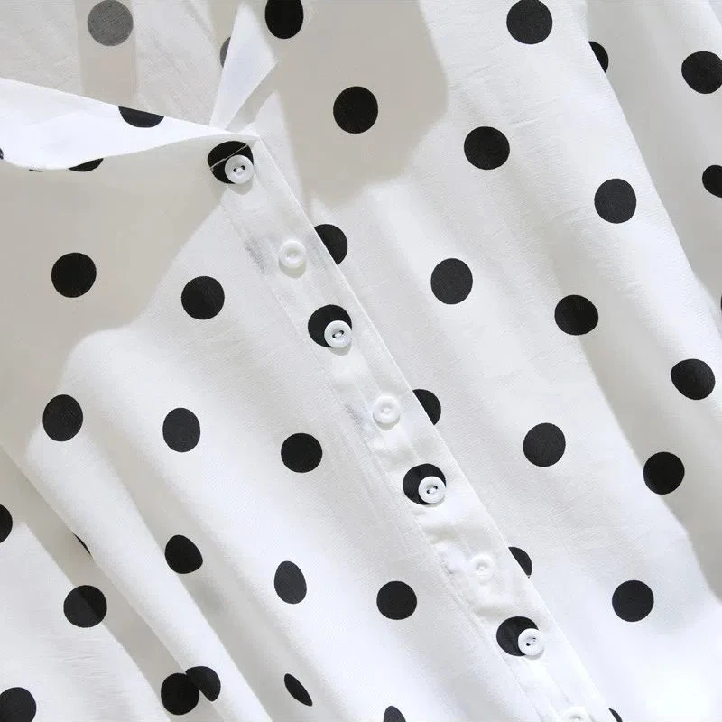 Polka Dot Shirt Female Half Sleeve 2024 Spring and Summer New Pattern Loose Large Size Show Off Weight All-match Thin Style