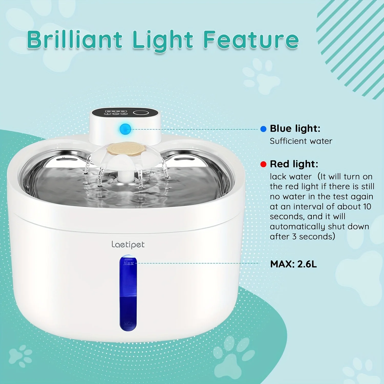 C7-WSJ2 cat fountain wireless automatic cat fountain, with water level window, suitable for power-powered pet water dispenser