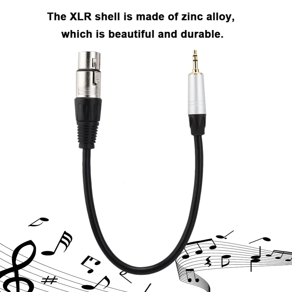 

Durable 3.5mm Apapter Stereo 3.5mm Male to XLR Female Plug-and-Play 0.3m Length Cable Adapter Mic Cord Recording Equipmen