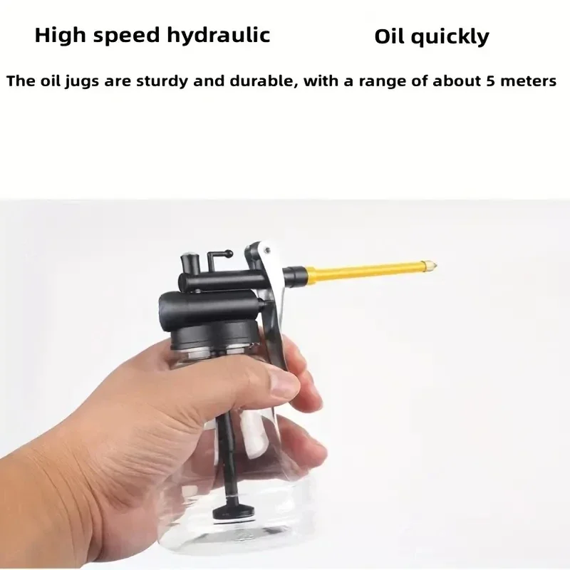 Deli Oil Can Oiler Plastic Metal High Pressure Pump Transparent Car Oil Pot Bottle Hardware Car Repair Tool 250ml 350ml