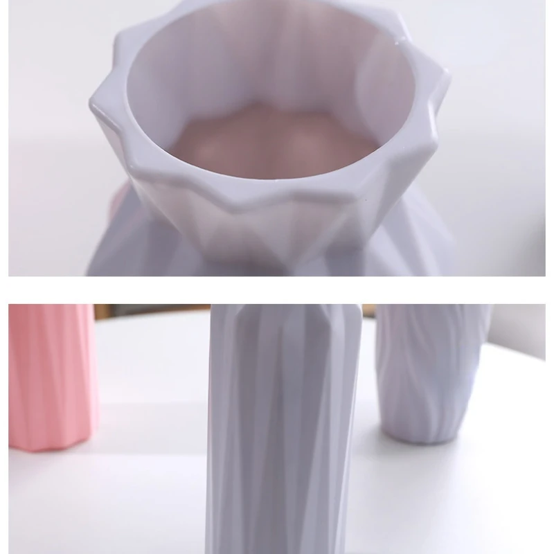 White Imitation Ceramic Flower Pot Flower Vase Home Decoration Plastic Vase Modern Table Decoration Living Room