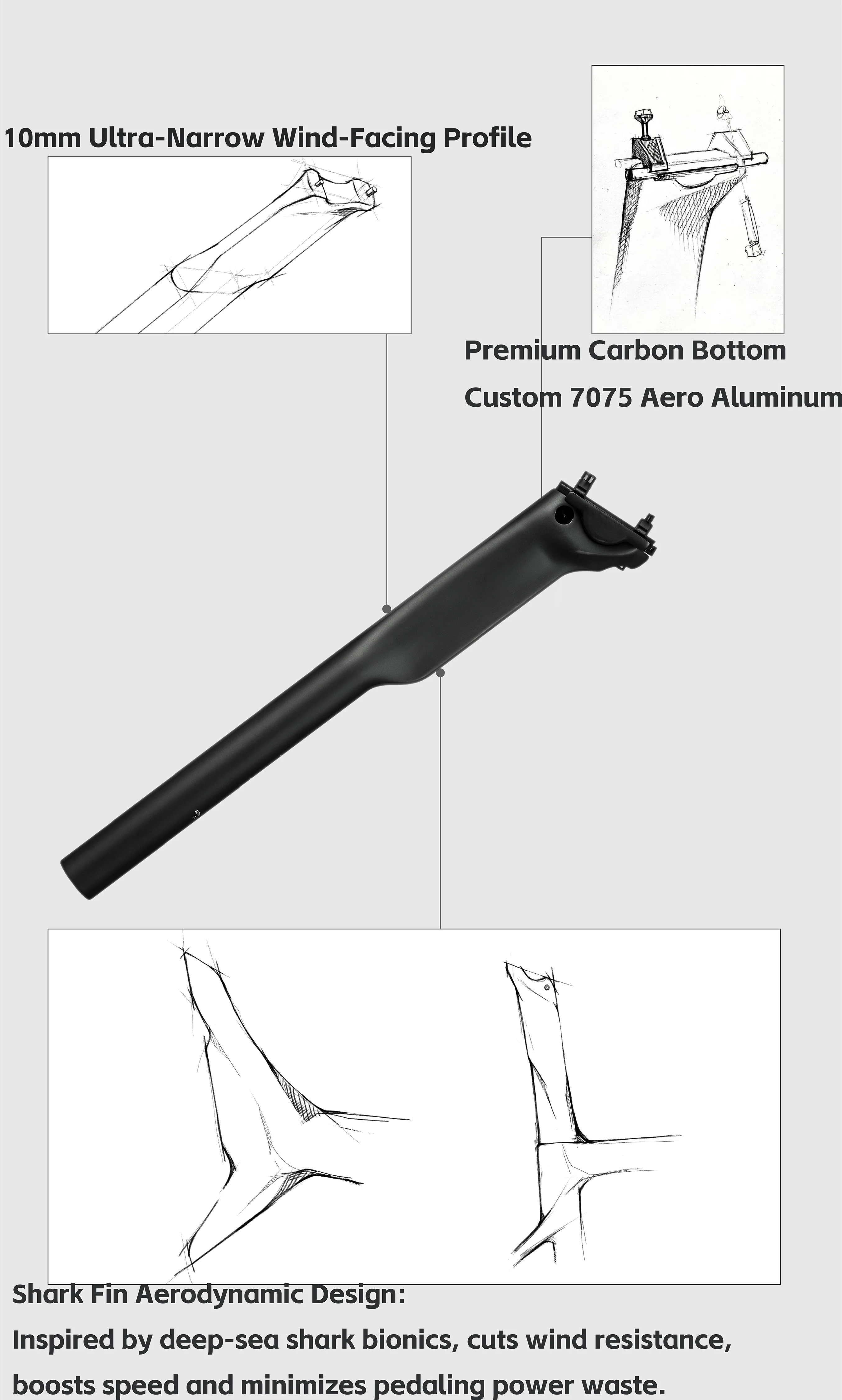 ELITA ONE Carbonfaser-Sattelstütze Ultraleicht 125g Aero-Design Reduziert Windwiderstand Rennrad-Sattelstütze Fahrradteile – Detail 3