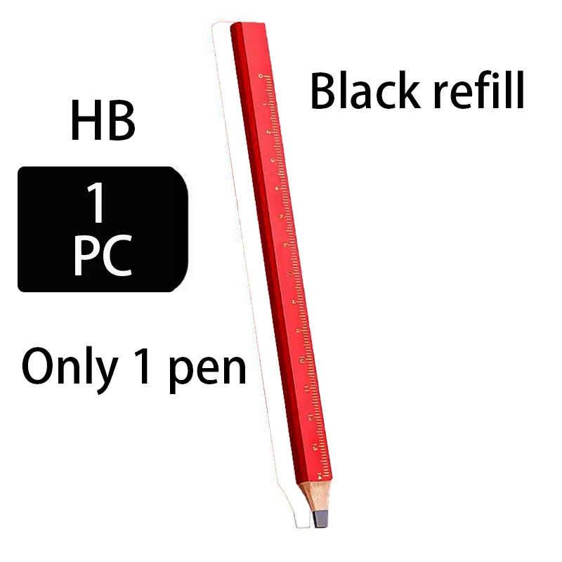 JOMPENS Anti-Slip Houten Potlood Millimeterschaal Professionele Kwaliteit Houtbewerking HB Potlood Zwart HB Lood Platte Octagon Tekening