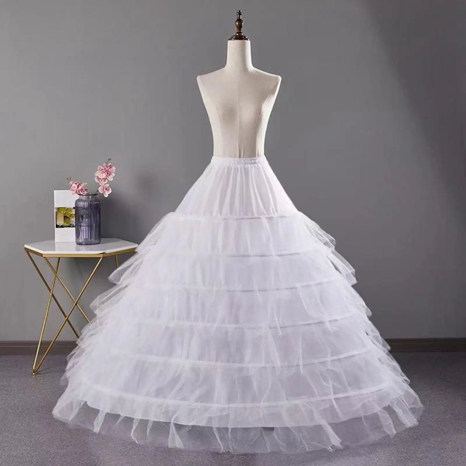 Tulle Cage Hoop Skirt Petticoat Metal Frame Costume Pannier for Prom Dress Cosplay and Wedding