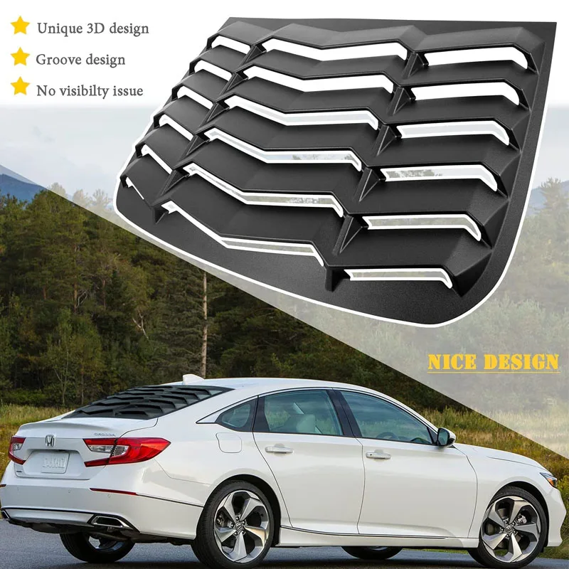 Rear Window Louver Windshield Sun Shade Cover  (Matte Black) for Honda Accord Sedan 4-Door 2018 - 2022 GT Lambo Style Custom