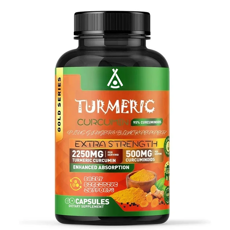 Turmeric Curcumin Capsule - Turmeric and Curcumin 2250mg, 60 Capsules,