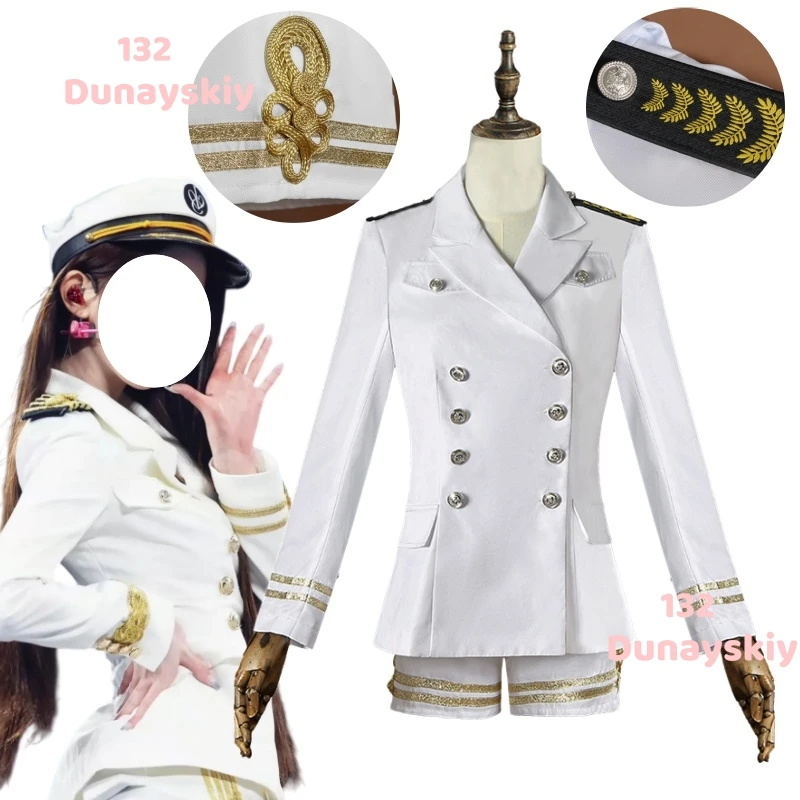 

AnimeWonyoung Cosplay Costume Hat White Sailor Navy Uniform Kpop Girl Group Stage Performance Halloween Costume