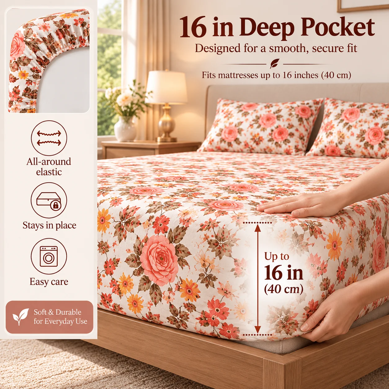 4Pcs Queen Size Cooling Sheet Set, Exquisite Pattern, Deep Pocket Breathable Bed Sheets for Hot Sleepers, Stylish Elegant Bedroom & Dorm Decor, Ideal Halloween Holiday Gift for Whole Family