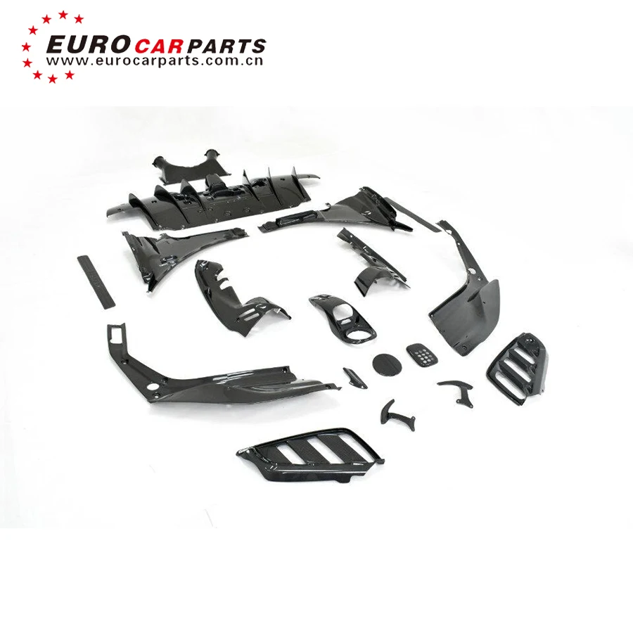 488 GTB P Style Dry Carbon Fiber Automobiles Exterior Body Parts Bumpers Facelift Kit Side Skrits Rear Spoiler