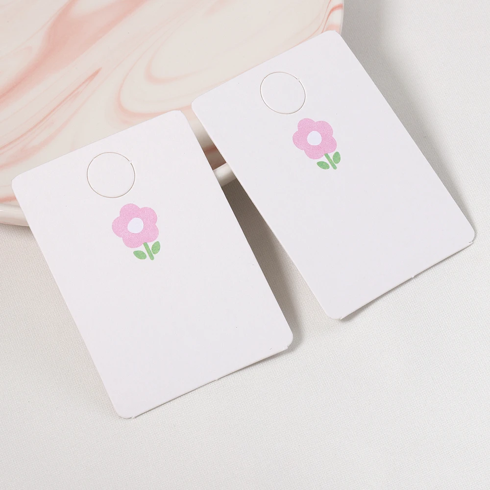 10/50pcs Pink Flower Paper Cards 5x7cm Hanging Lables for DIY Jewelry Bracelet Necklace Display Tags Retail Price Lable