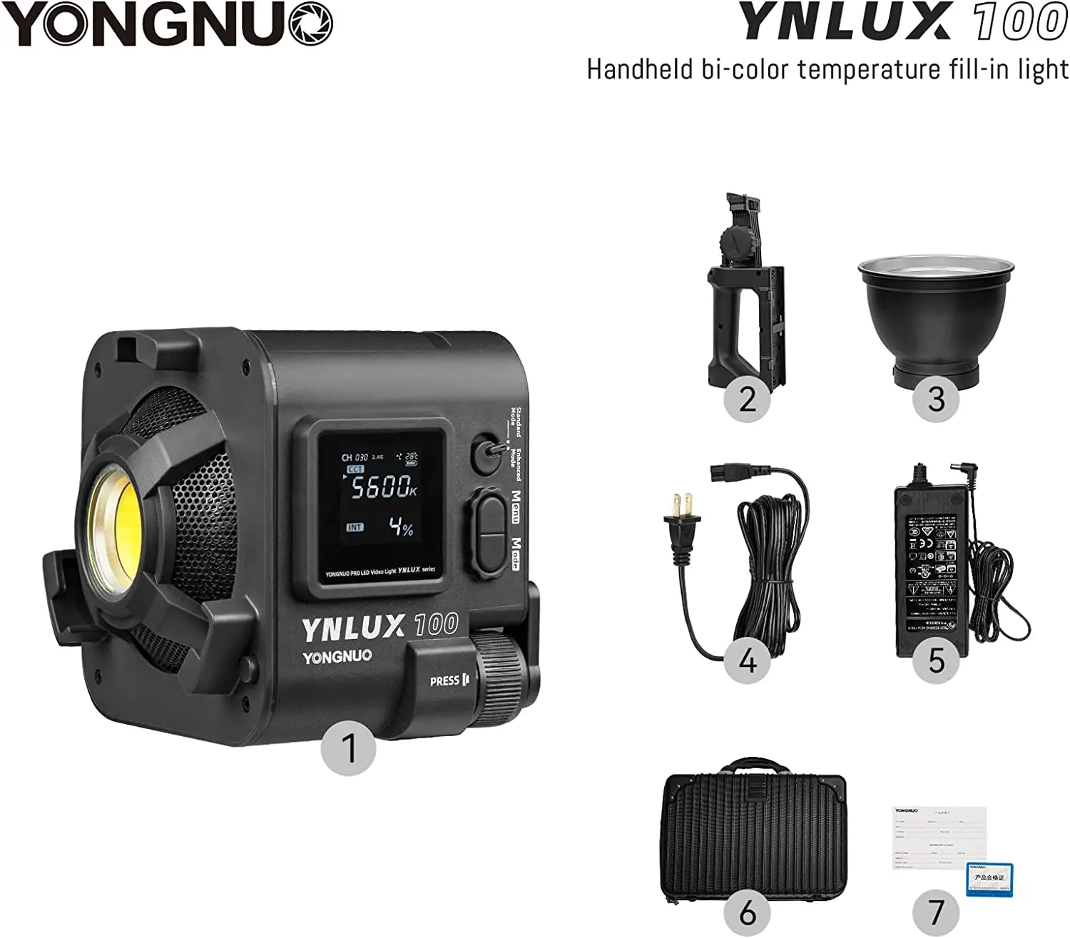 YONGNUO YNLUX100 100W COB LED Video Light APP Control Bowens Mount Lighting for Photography Video Recording Outdoor Shooting