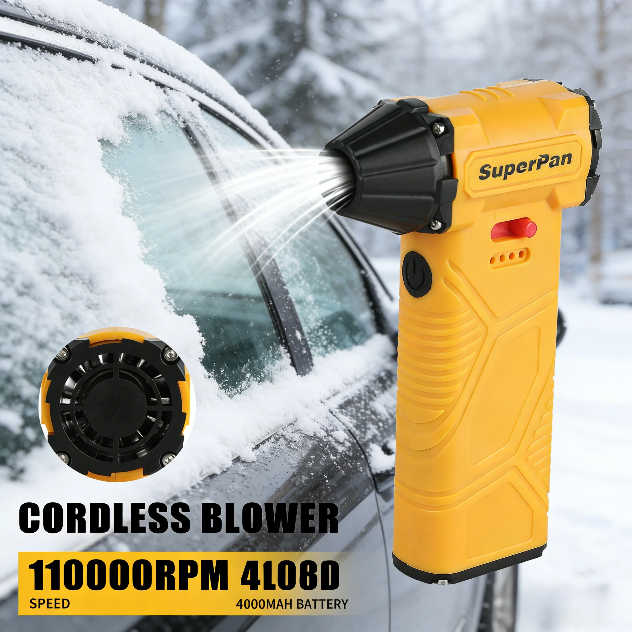 

Мощный мини-воздуходувка SuperPan с литиевым аккумулятором, высоким крутящим моментом и сильным воздушным потоком для чистки салона автомобиля, багажника и гаража