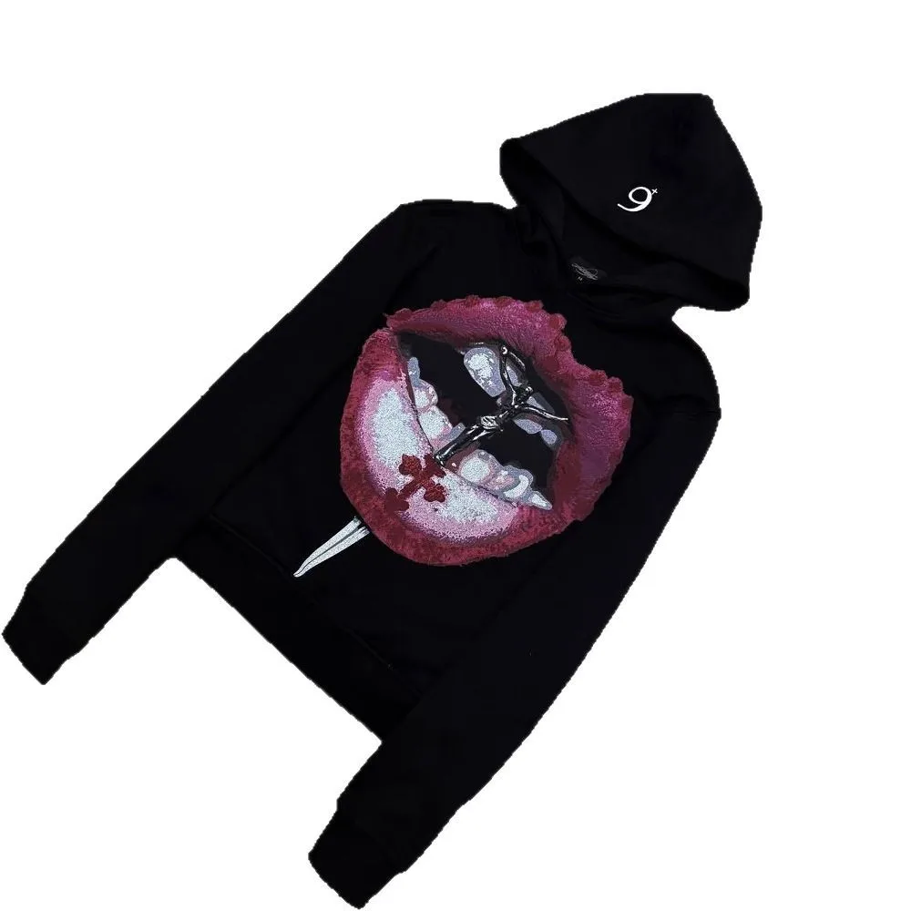 

Y2k Vintage Pullover Long Sleeved Sweatshirt With Trendy Print Pattern Oversized Streetwear Hoodies Women's Clothing Outerwear