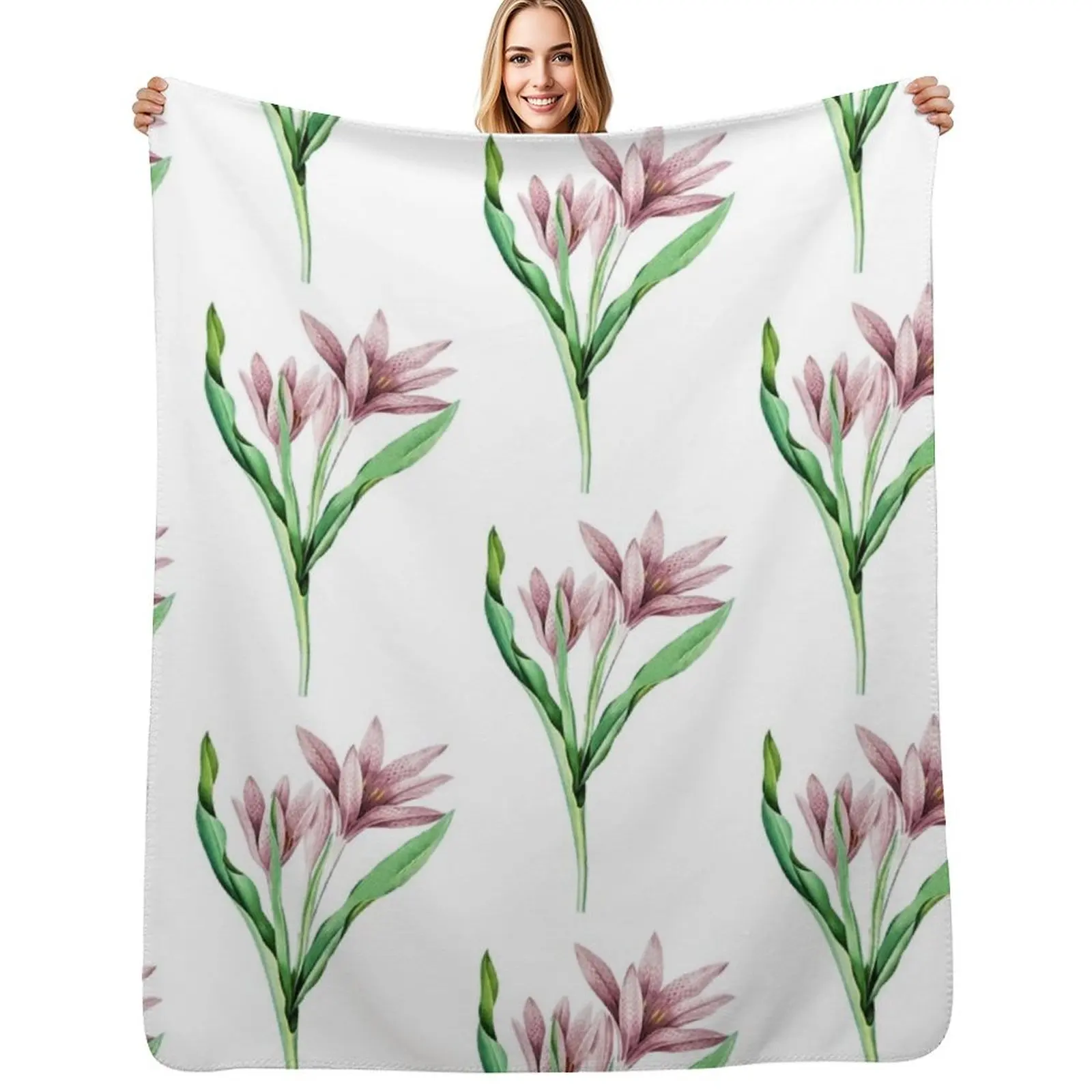 

Vintage Autumn Crocus Hand Drawn Flower Illustration Throw Blanket Sofa Quilt Thermals For Travel Designers Camping Blankets