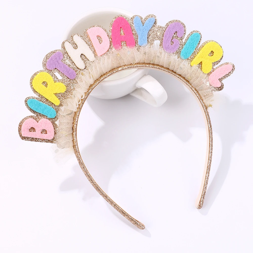 Headband Lace Colorful Creative Birthday Party Headdress Letters Handmade Christmas Hair Accessories For Kids