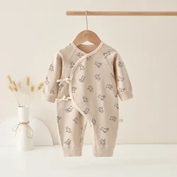 AYNIGIELL Spring Autumn 0-6 Months Baby Jumpsuit Cartoon Pattern Male and Female Infants 100%Cotton Rompers Infant Clothing