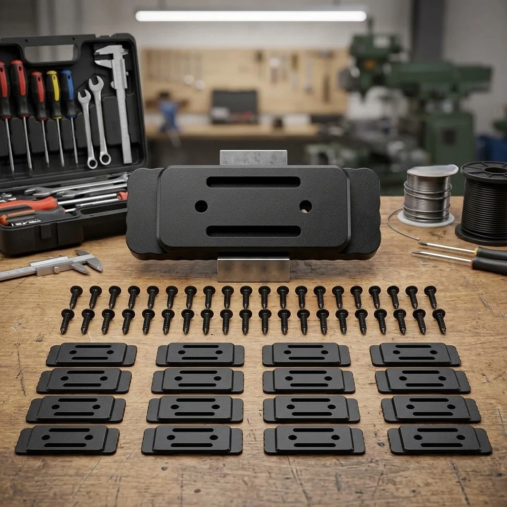 Mounting Feet Set of 24 for System Deployment ABS Plastic Construction with 48 Nails for Repeated Mounting Tasks