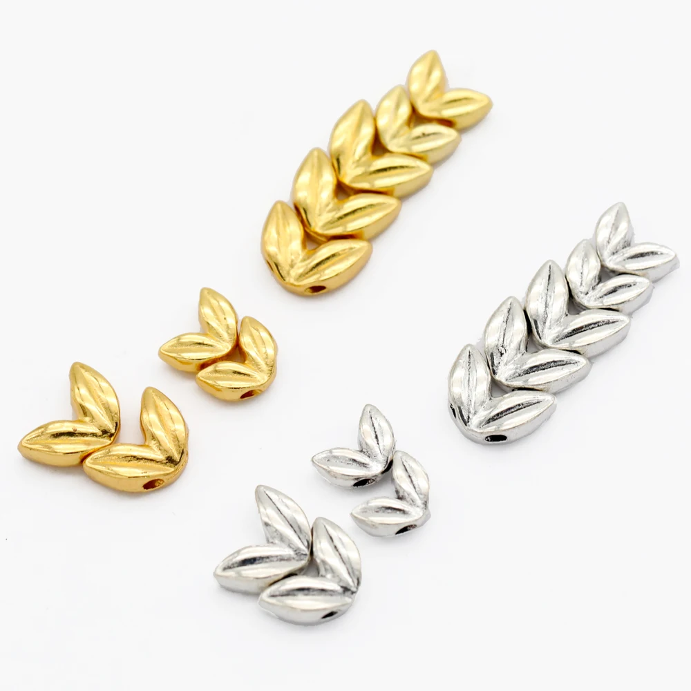 50/pcs Antique Silver Gold Color Ear Of Wheat Shape Beads Loose Spacer Beads For Diy Charms Bracelet Jewelry Making Finding