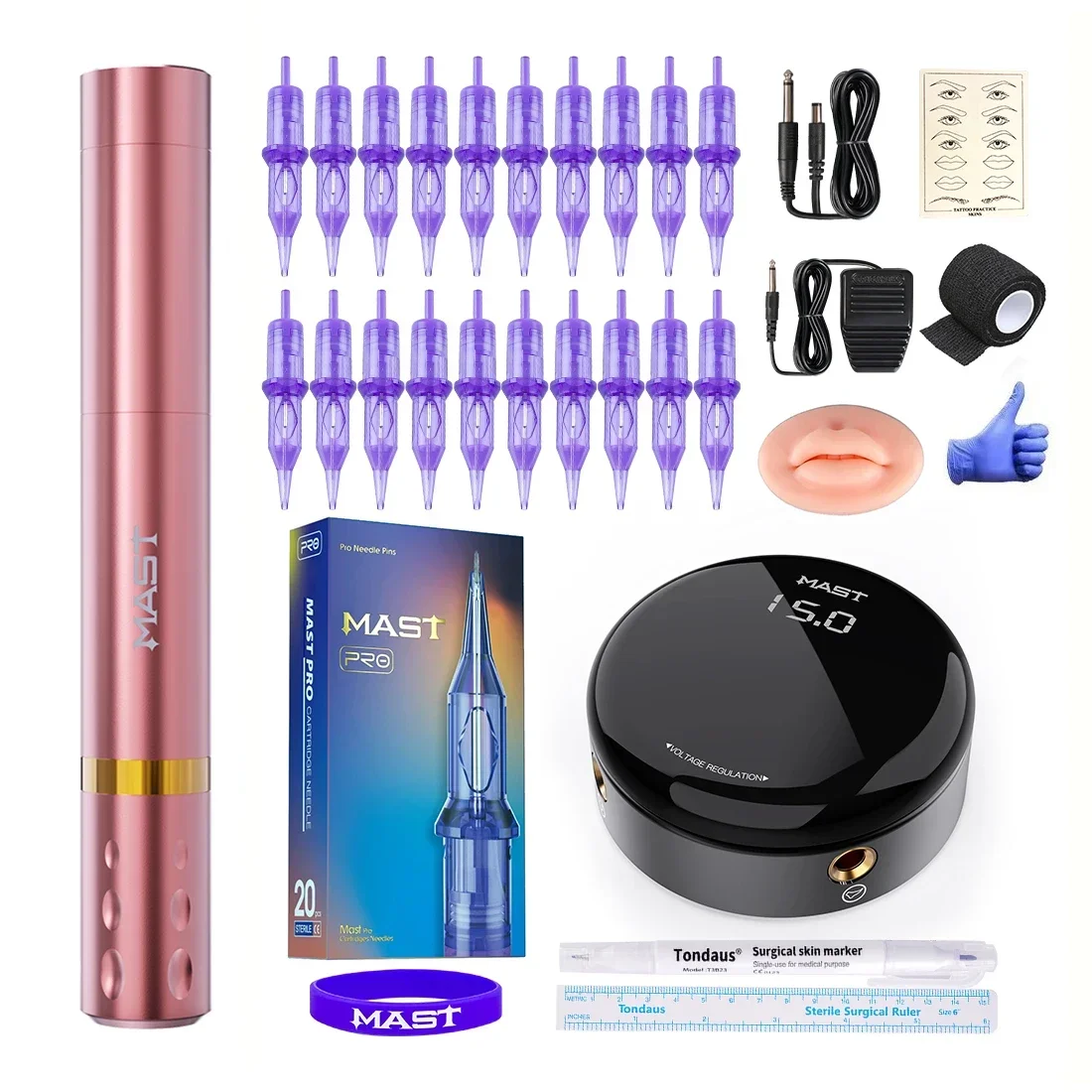 

Mast Tour Air Permanent Makeup Machines Tattoo Rotary Pen Wireless Battery for Lip Pmu Supplies Cartridge Needles Set
