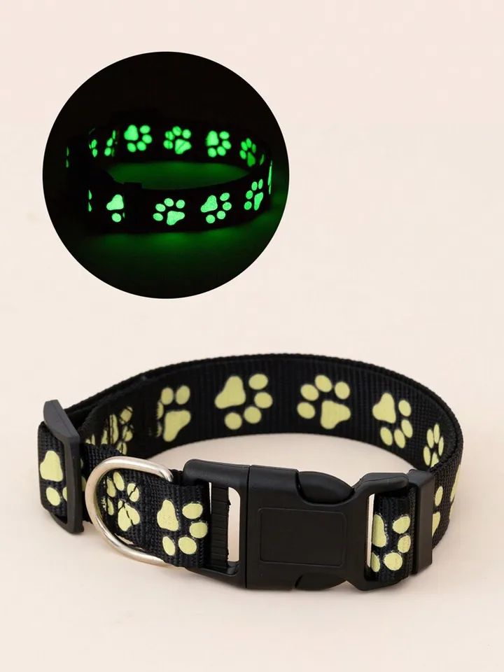 Glow In The Dark Paw Print Pet Collar