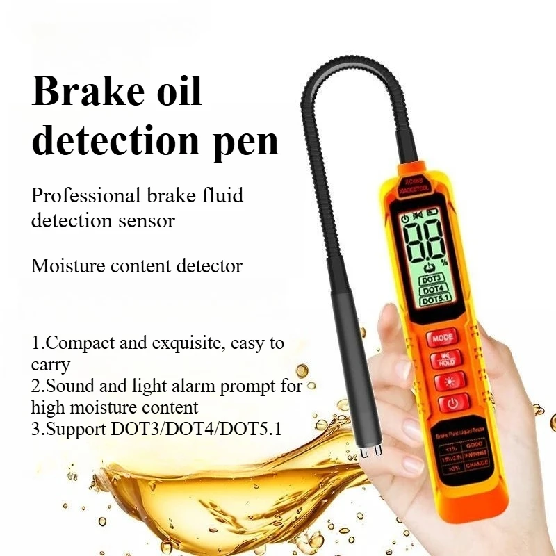 

Высокоточный детектор тормозного масла, автомобильная ручка для обнаружения тормозного масла, тестер влажности тормозной жидкости, цифровой дисплей