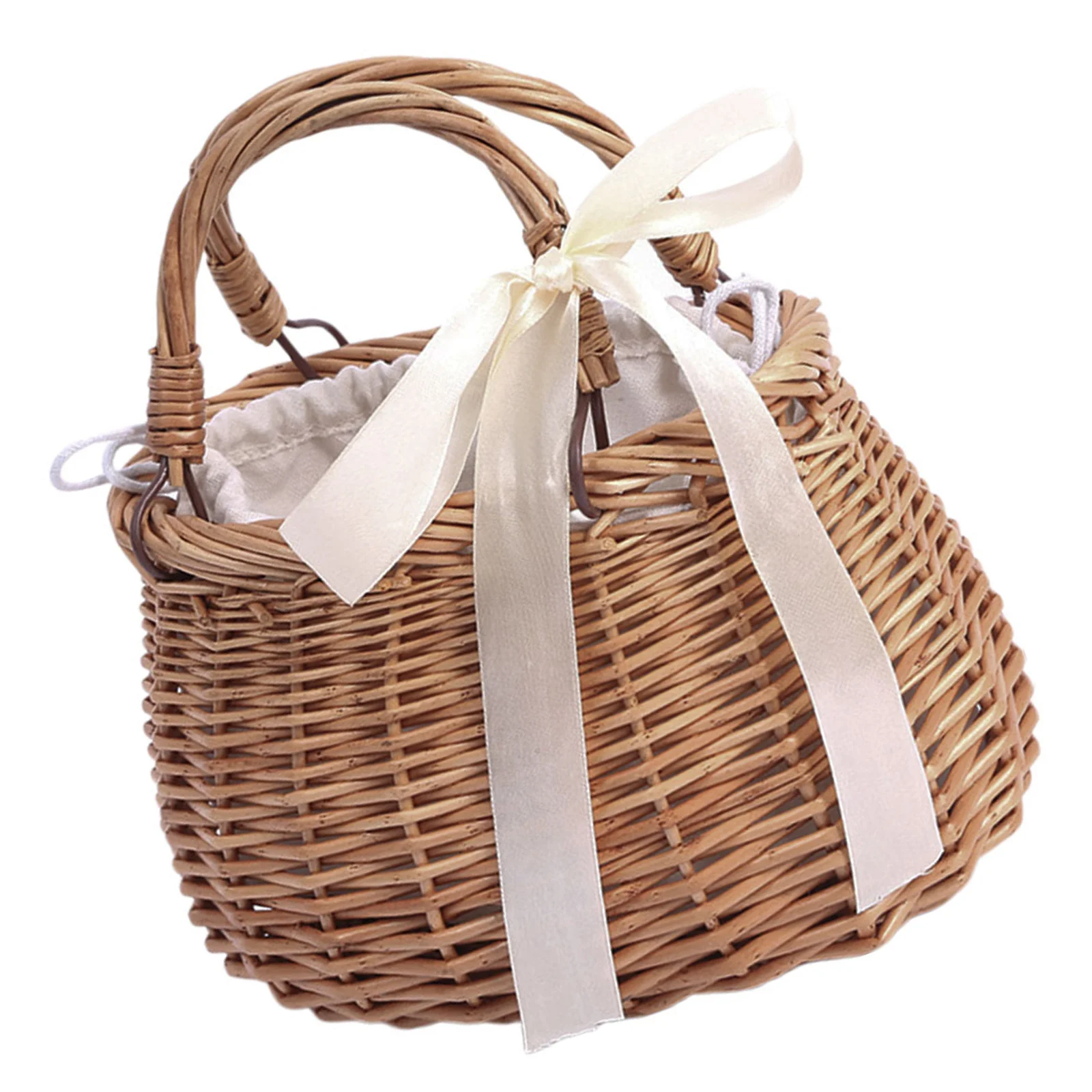 

Natural Woven Flower Basket Hand-Woven Rural Style Storage Container for Fruit Flowers Home Decoration Wicker Basket