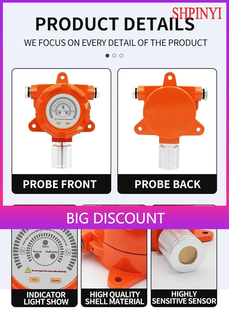 Aikesi Fixed Gas Leak Detector Multi-gas Leakage Detection Fixed Combustible Natural Gas Detector