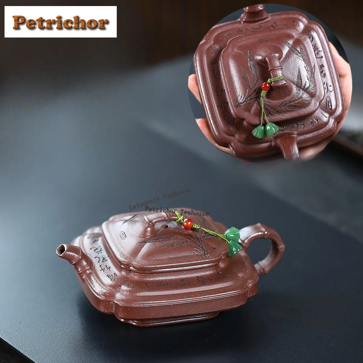 

160ml Creative Yixing Purple Clay Teapots Handmade Square Bamboo Pot Raw Ore Purple Mud Kettle With Strainer Zisha Tea Set Craft