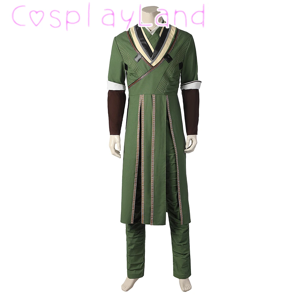 고품질 슈퍼 히어로 사용자 정의 Madness Cosplay Mordo Costume Baron 복장 녹색 남성 정장 부츠와 함께