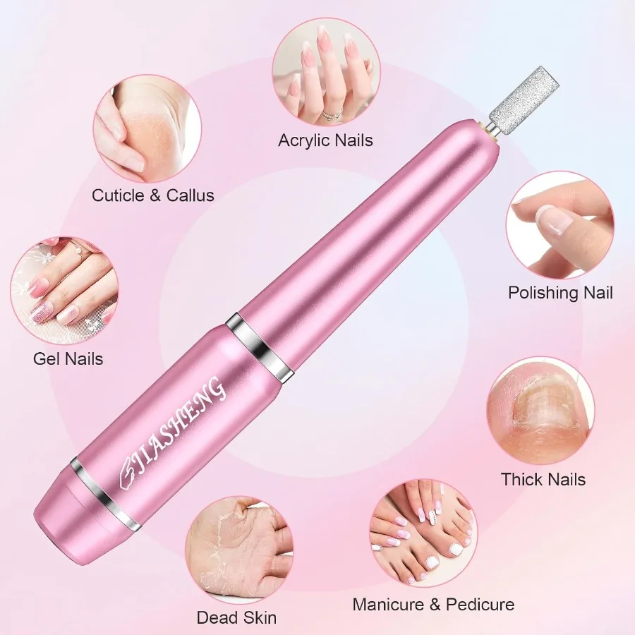 USB Electric Nail Drill Portable Electric Nail File for Acrylic Gel Nails Professional Drill Nail Kit Manicure and Ped