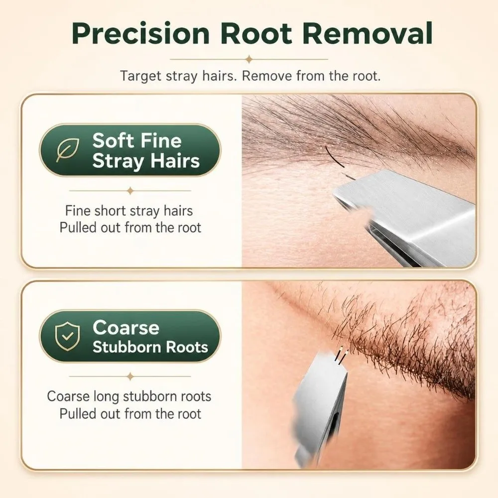 Stainless Steel Beard Hair Clip Portable Compact Facial Hair Tweezers Precision Lightweight Mustache Grooming Tool Grooming