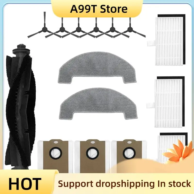 A99T 15 قطعة ل MONSGA MS1 MAX فرشاة رئيسية فرشاة جانبية كيس لجميع الغبار ممسحة القماش مجموعة روبوت فراغ الملحقات