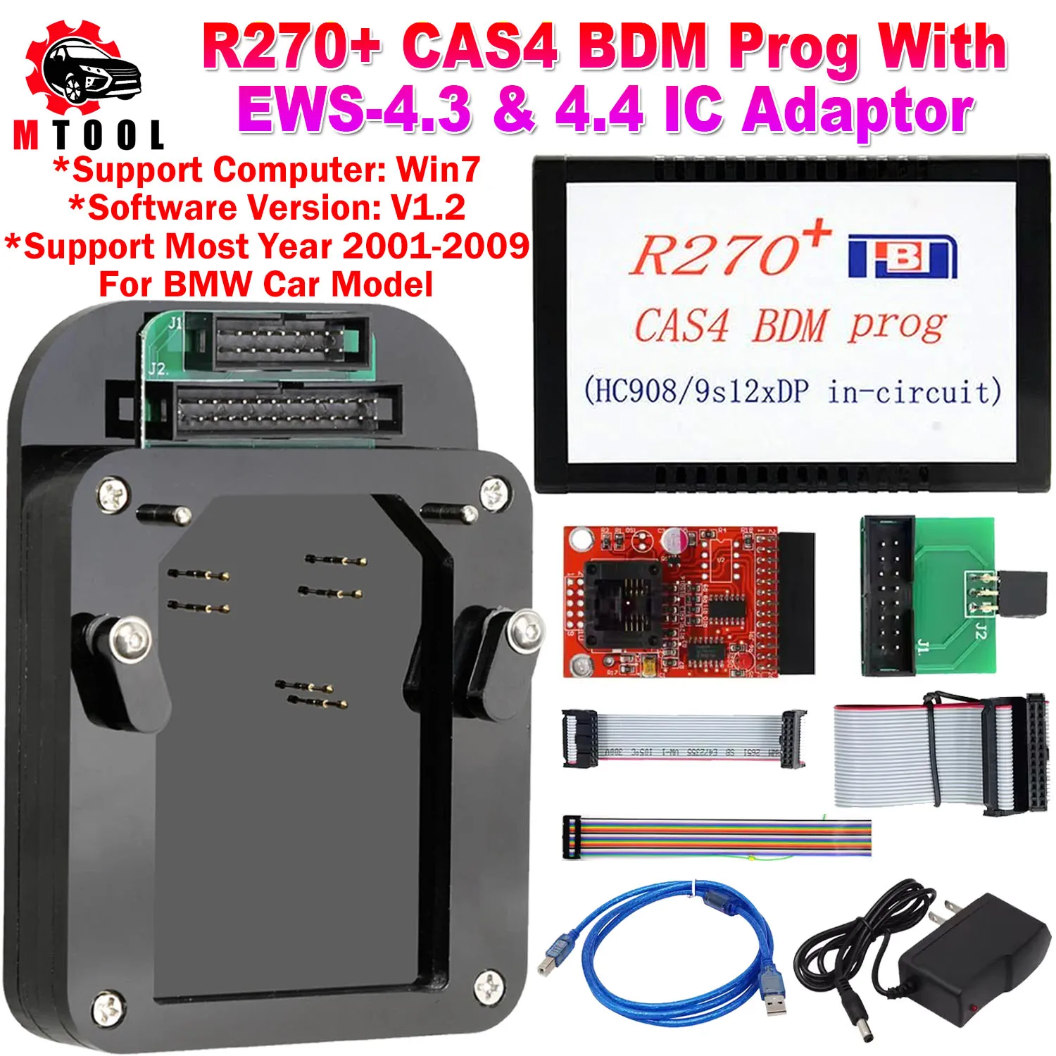 R270+ CAS4 BDM Prog R270 V1.20 Автоматический программатор ключей с адаптером EWS-4.3 4.4 IC для XPROG-M R270 AK90 Программатор EWS4 Адаптер