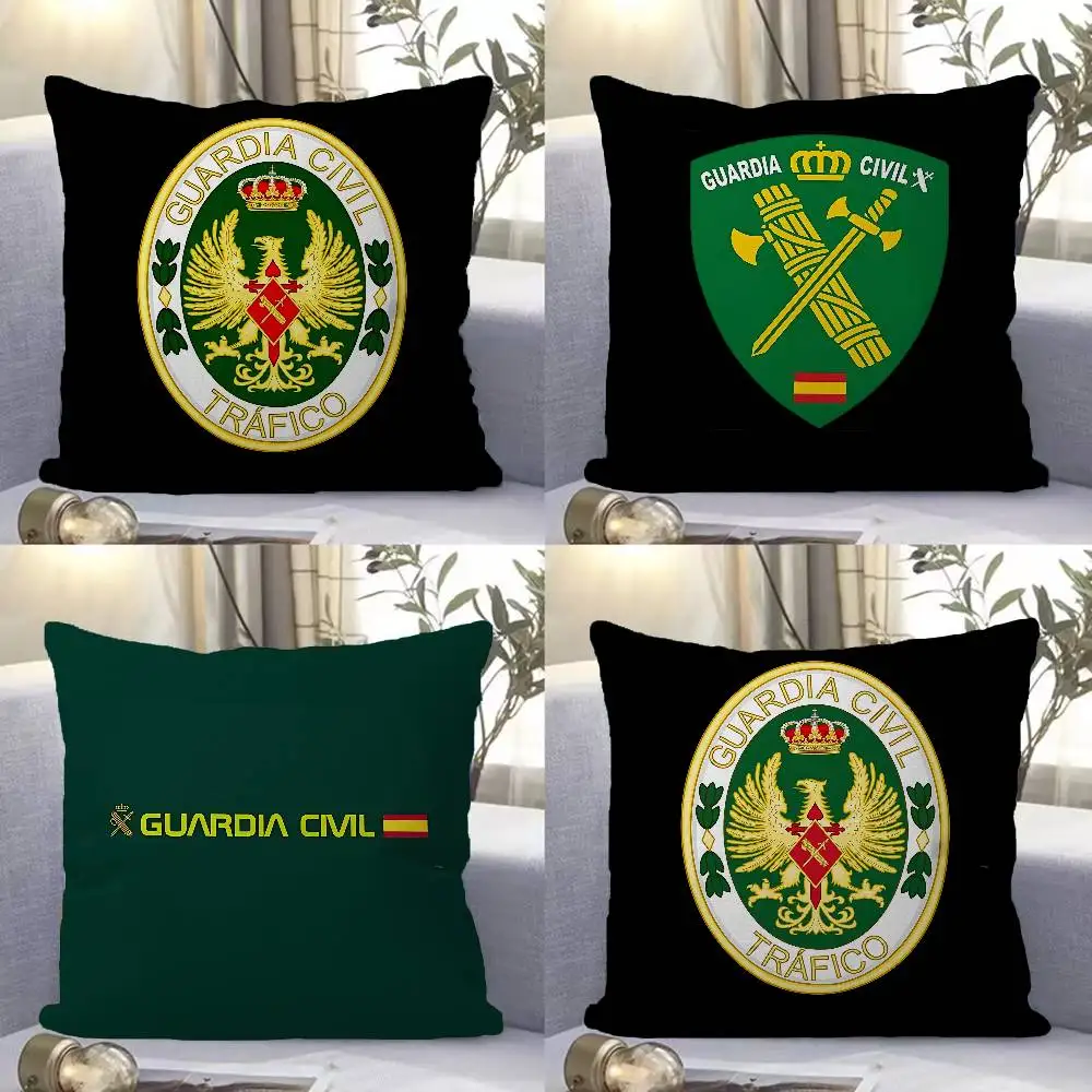 S-Spanish C-Civil G-Guard Office Cushion Pillowcase Car Cushion Cover45X45CM Lumbar Pillowcase Sofa Pillowcover
