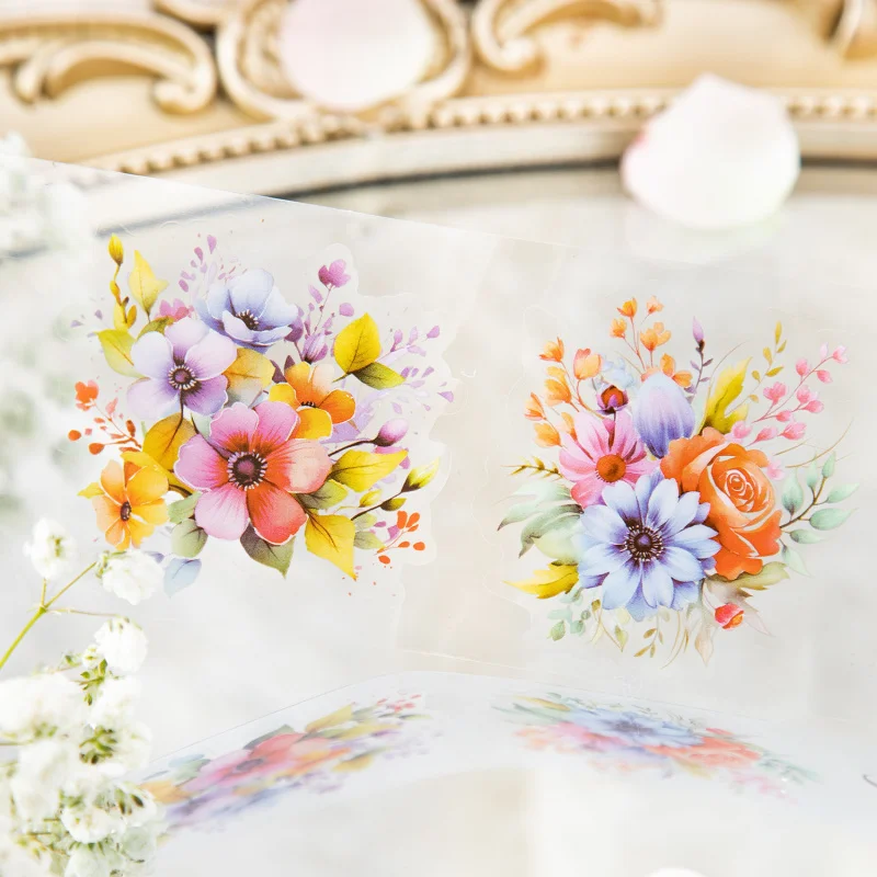1Pc 2m Flower Pattern Decor Masking Tape Floral Adhesive Tape Set For Handmade Scrapbook Planner Gift Card Accessories