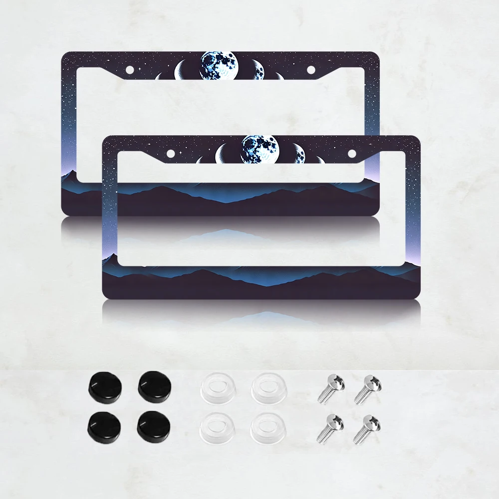 

2PC Moon License Plate Frame Aluminum License Plate Frame - 6 x 12 Inch US Standard Size, Decorative Car License Plate Bracket
