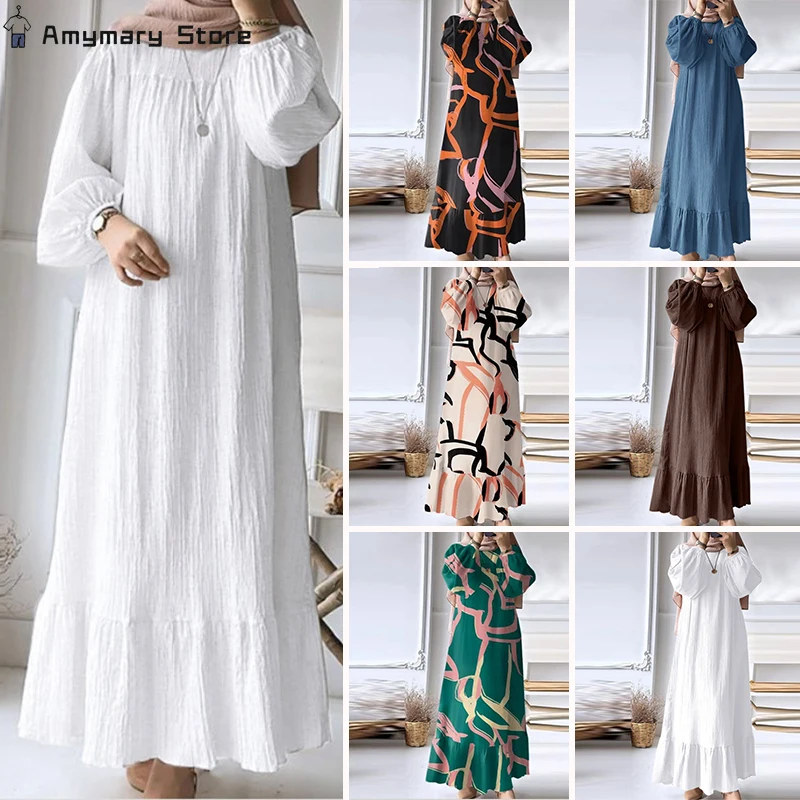 Turkey Abaya Mulism Fashion Dresses Long Sleeve Maxi Sundress Abayas For Women Eid Mubarek Robe IsIamic Vestidos Kaftan