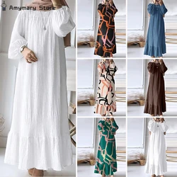 Vestido de verão maxi manga comprida para mulheres, Turquia Abaya, Islam Abayas, roupão kaftan muçulmano, kaftan marroquino, vestidos da moda