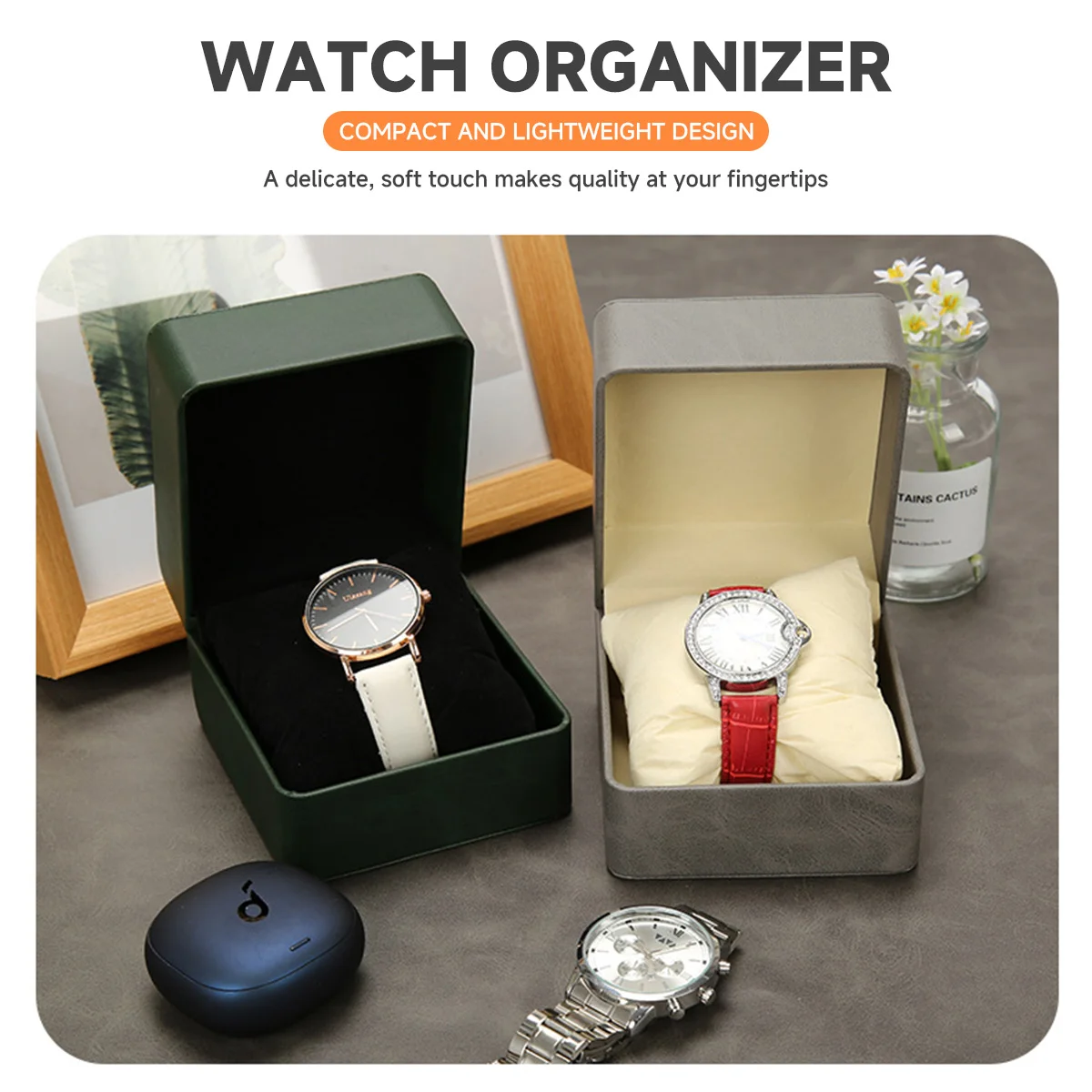 بو الجلود ووتش ماتي الوجه الساعات صناديق التخزين رجل امرأة مجوهرات المنظم التعبئة والتغليف المحمولة هدية ووتش مربع