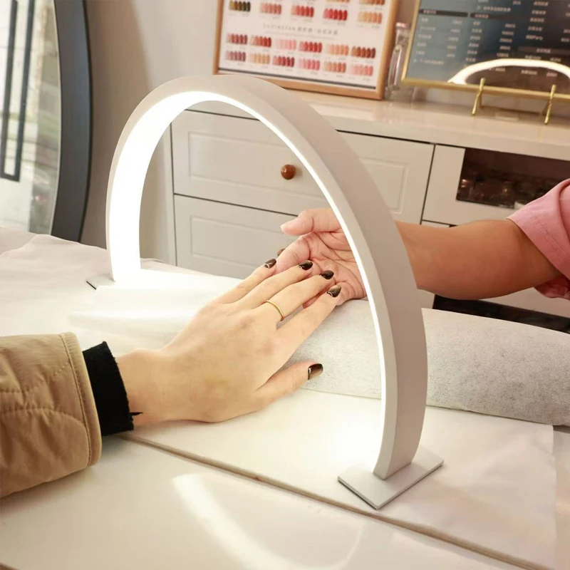 1 pçs meia-lua em forma de u prego e lâmpada de beleza salão de beleza desktop prego e luz de proteção para os olhos luxo led lâmpada de trabalho lâmpada de unhas