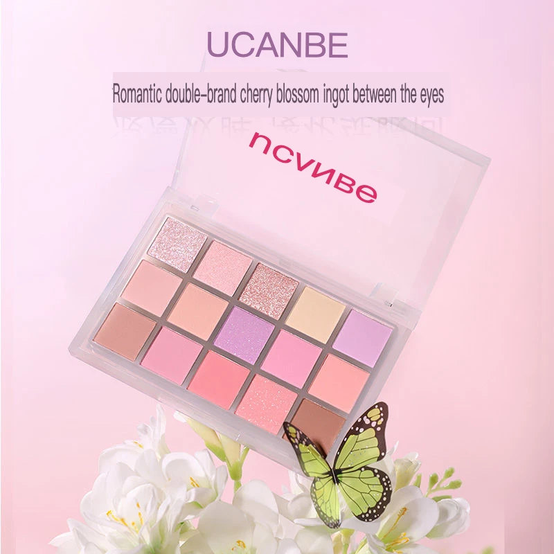 UCANBE Ice Mist Purple Eyeshadow Palette 15 Colors Pearlescent Matte Waterproof Internet Celebrity Brightening Daily Eye Makeup