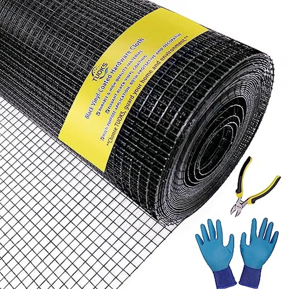 

36'' x 50' 1/2" Hardware Cloth 19 Gauge Black Vinyl Coated Wire Mesh Roll Welded Wire Fence Poultry Netting Snake Fence